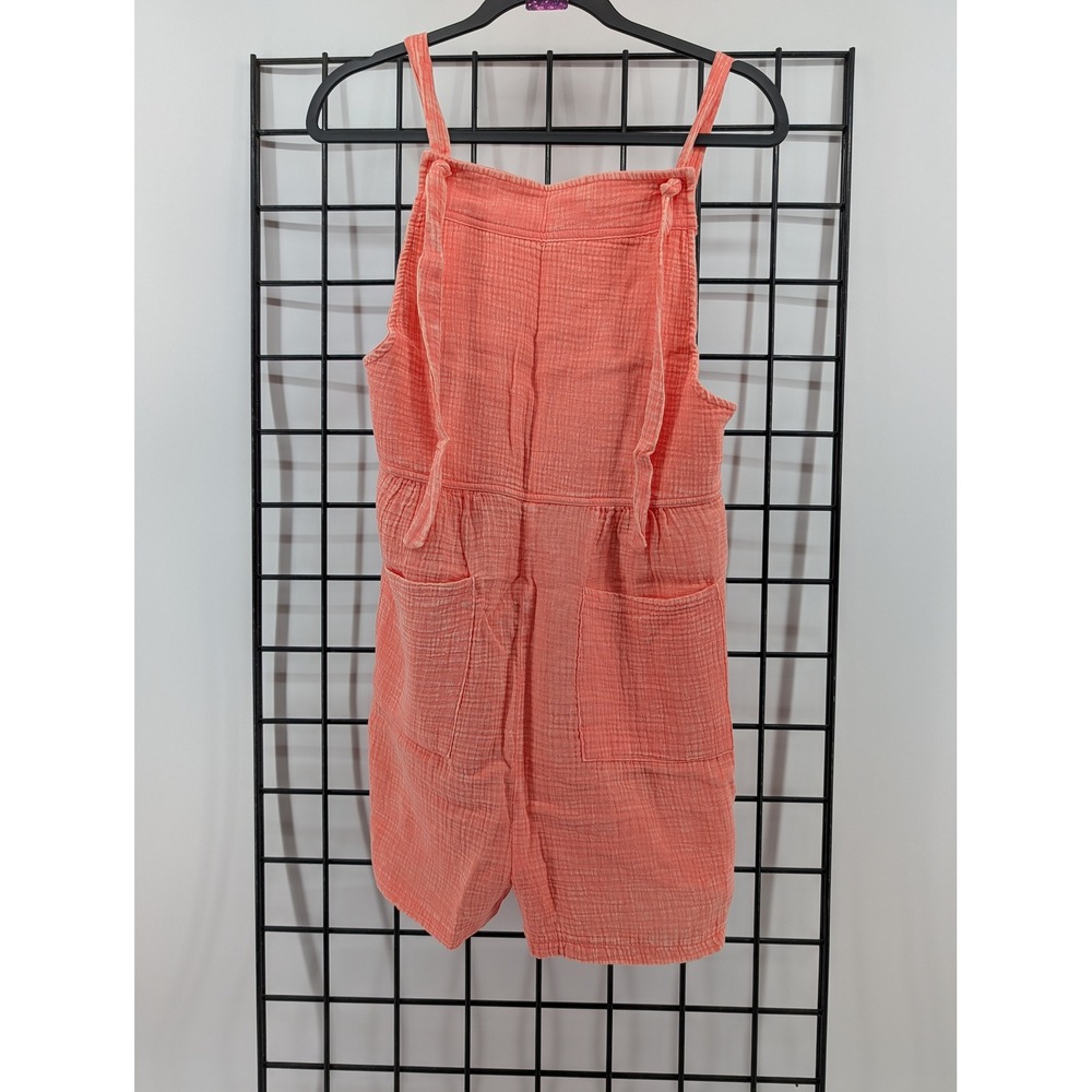 Zenana Overalls Women Coral Gauze Cotton Shortalls Tie Strap Large